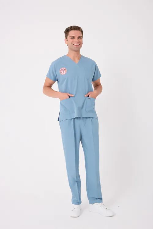 Erkek Takım Hekim/Doktor Forması Alaskan Blue