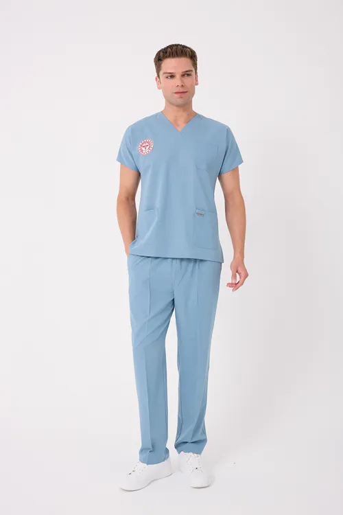 Erkek Takım Hekim/Doktor Forması Alaskan Blue