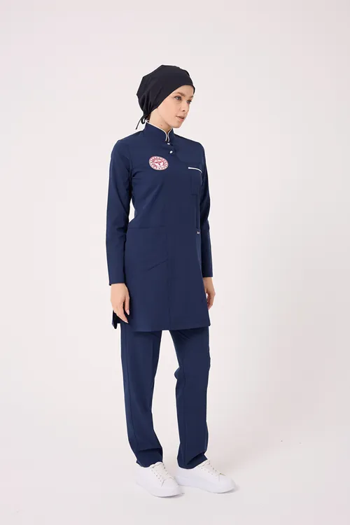 Tesettür Takım Baş Hemşire Forması Patriot Blue
