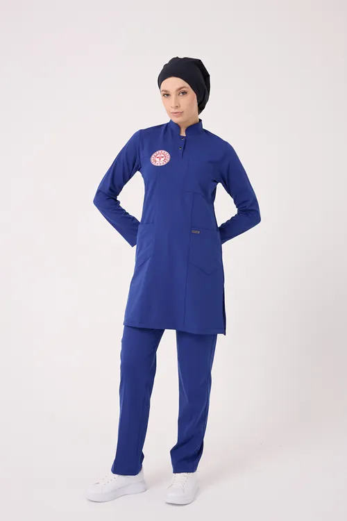 Tesettür Takım Temizlik Personeli Forması Dazzing Blue