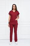 Nefmed Üniforma Greys Bordo Kadın Takım